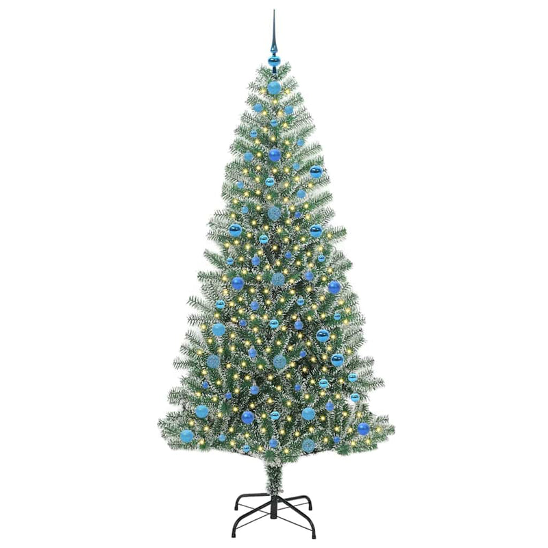 Load image into Gallery viewer, Vidaxl kunstmatige kerstboom sneeuw gevlochten met led licht 210 cm
