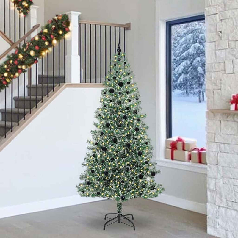 Load image into Gallery viewer, Vidaxl kunstmatige kerstboom sneeuw gevlochten met led licht 240 cm
