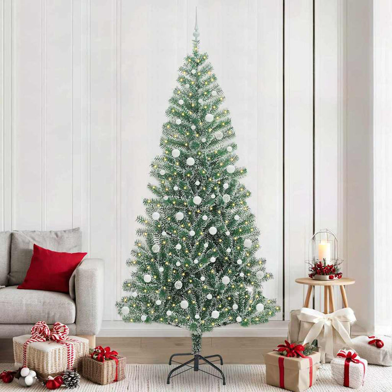 Load image into Gallery viewer, Vidaxl kunstmatige kerstboom sneeuw gevlochten met led licht 240 cm