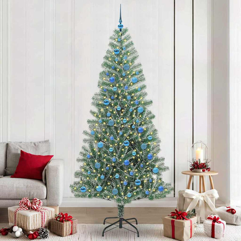 Load image into Gallery viewer, Vidaxl kunstmatige kerstboom sneeuw gevlochten met led licht 240 cm