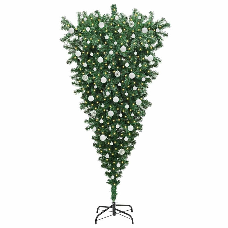 Load image into Gallery viewer, Vidaxl ondersteboven kunstkerstboom met verlichting en ballen set pvc
