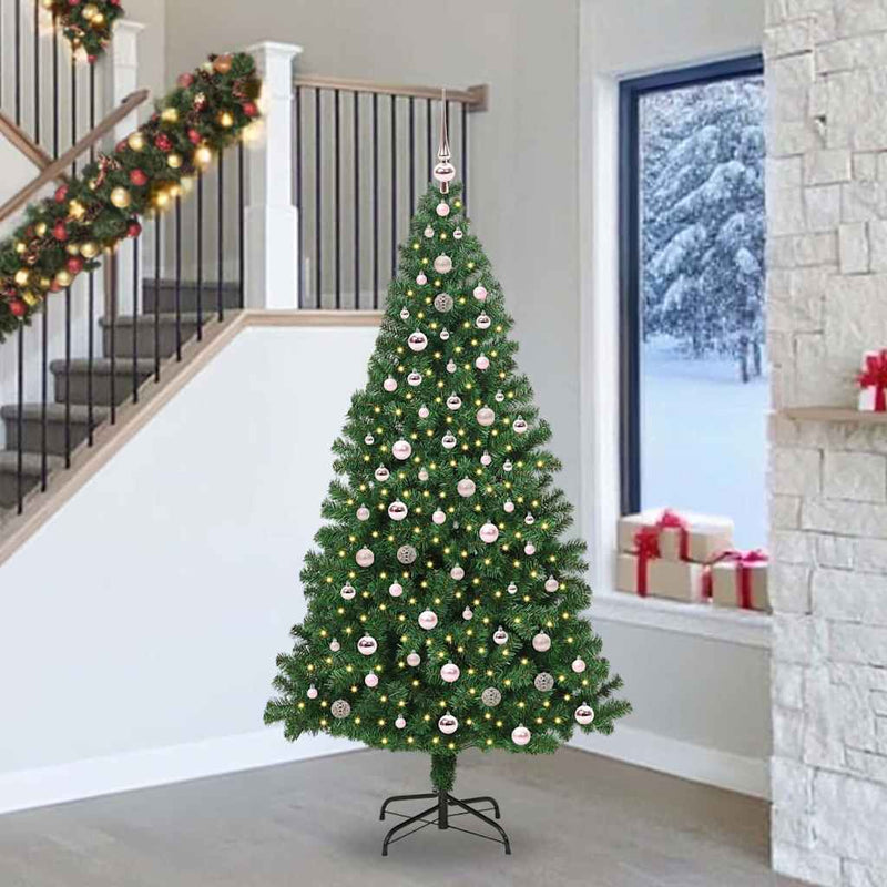 Load image into Gallery viewer, Vidaxl kunstkerstboom groen 240 cm pvc en staal en kunststof