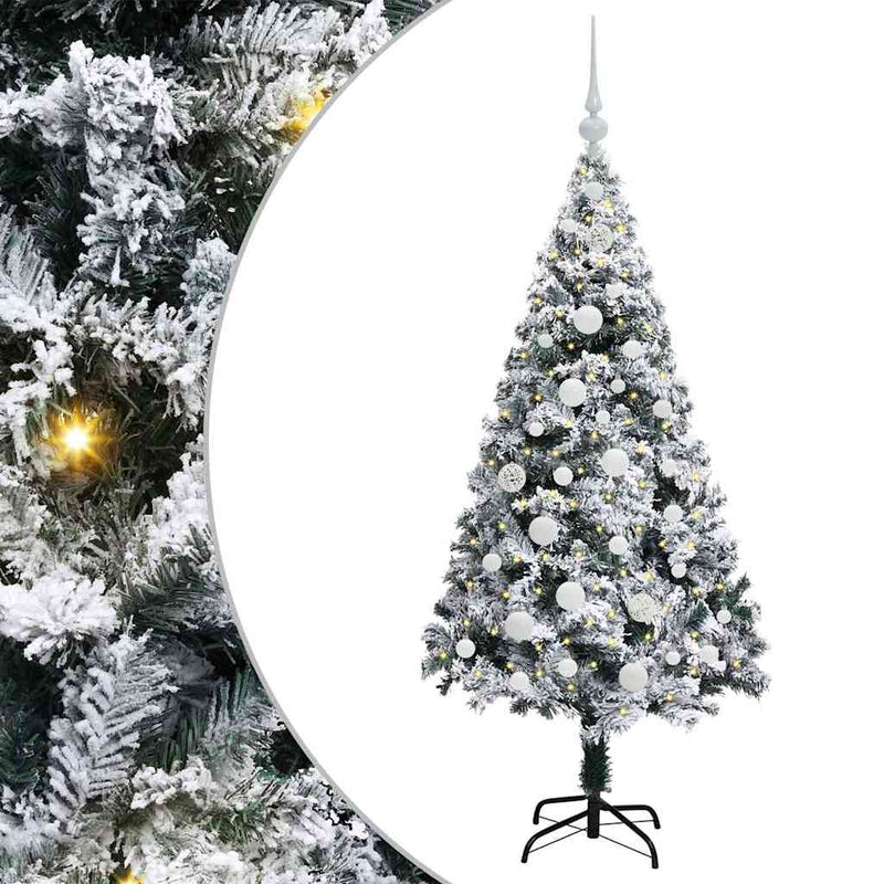 Load image into Gallery viewer, Vidaxl kunstkerstboom met 150 led wit 150 cm pvc en staal en kunststof