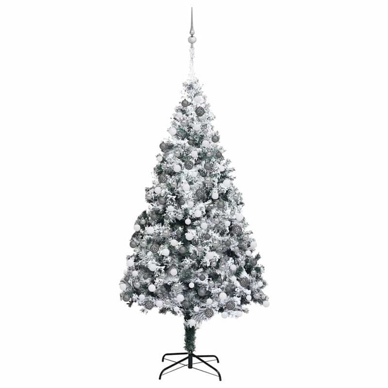 Load image into Gallery viewer, Vidaxl kunstkerstboom met 300 led wit 180 cm pvc en staal en kunststof