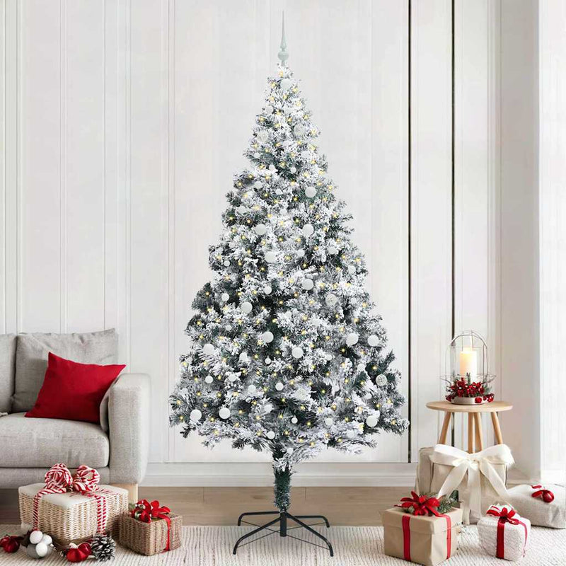 Load image into Gallery viewer, Vidaxl kunstkerstboom met 300 led wit 240 cm pvc en staal en kunststof