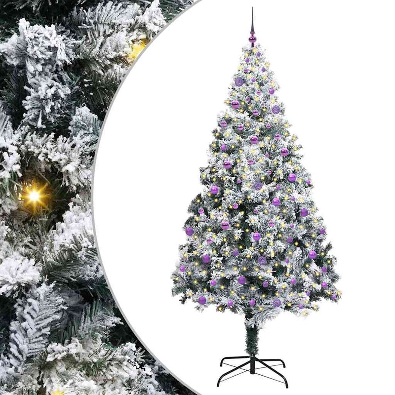 Load image into Gallery viewer, Vidaxl kunstkerstboom met 300 led wit 240 cm pvc en staal en kunststof