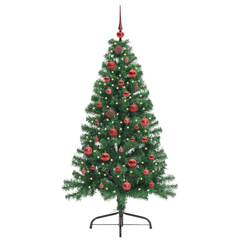 Load image into Gallery viewer, Vidaxl kunstmatig voorverlicht kerstboom met 150 led groen 150 cm pvc