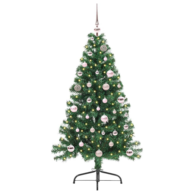 Load image into Gallery viewer, Vidaxl kunstmatig voorverlicht kerstboom met 150 led groen 150 cm pvc