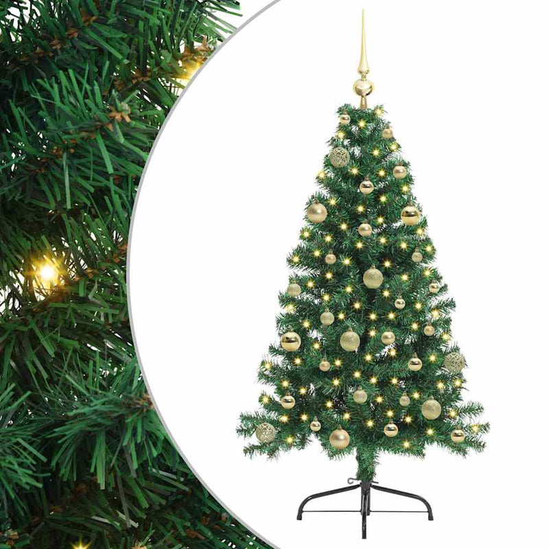 Load image into Gallery viewer, Vidaxl kunstmatig voorverlicht kerstboom met 150 led groen 150 cm pvc