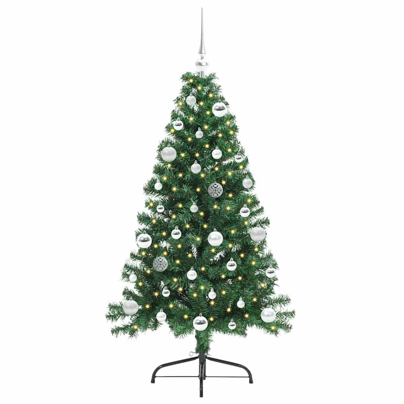 Load image into Gallery viewer, Vidaxl kunstmatig voorverlicht kerstboom met 150 led groen 150 cm pvc