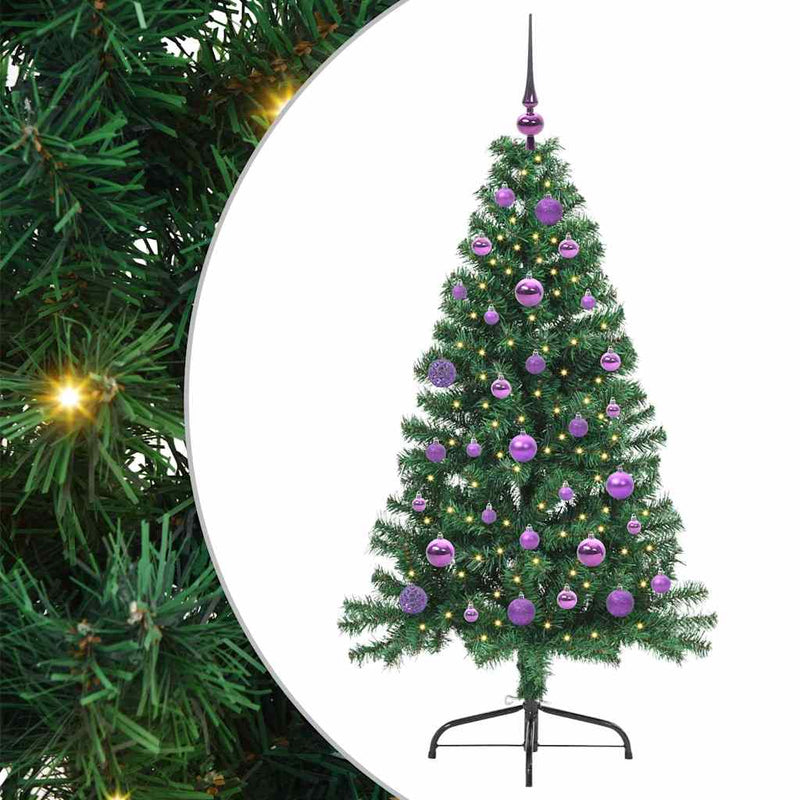 Load image into Gallery viewer, Vidaxl kunstmatig voorverlicht kerstboom met 150 led groen 150 cm pvc