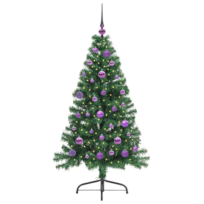 Load image into Gallery viewer, Vidaxl kunstmatig voorverlicht kerstboom met 150 led groen 150 cm pvc