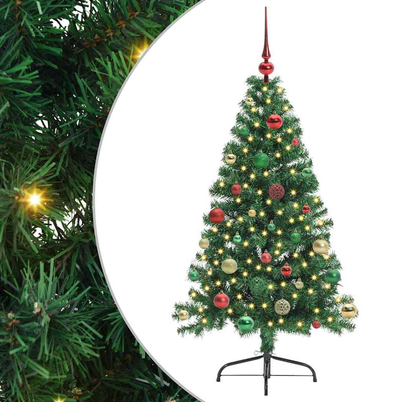 Load image into Gallery viewer, Vidaxl kunstmatig voorverlicht kerstboom met 150 led groen 150 cm pvc
