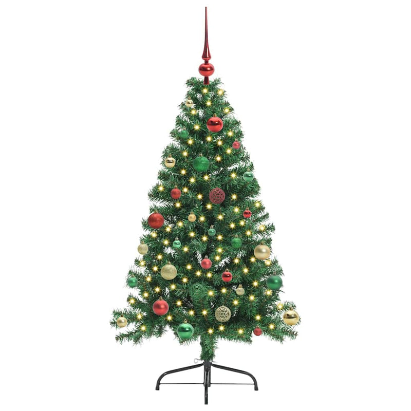 Load image into Gallery viewer, Vidaxl kunstmatig voorverlicht kerstboom met 150 led groen 150 cm pvc