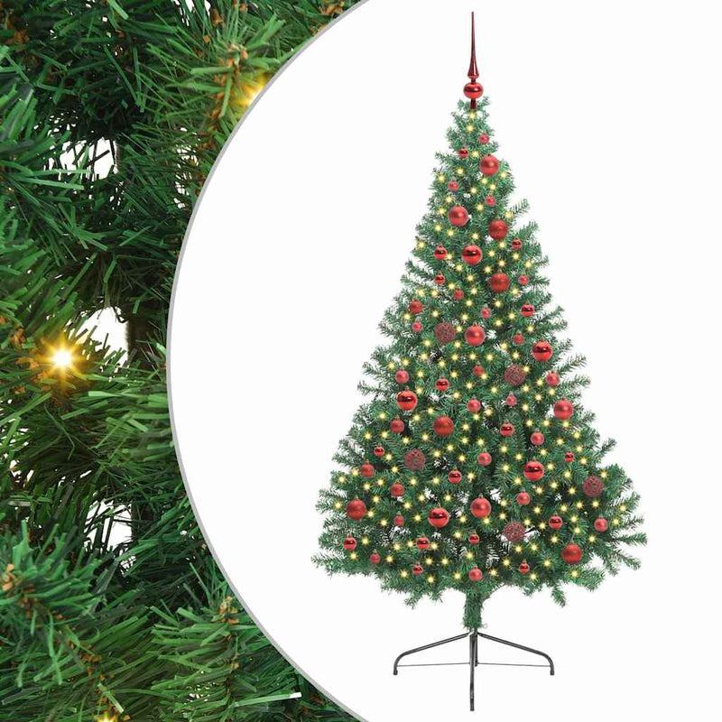 Load image into Gallery viewer, Vidaxl kunstmatig voorverlicht kerstboom met 300 led groen 180 cm pvc