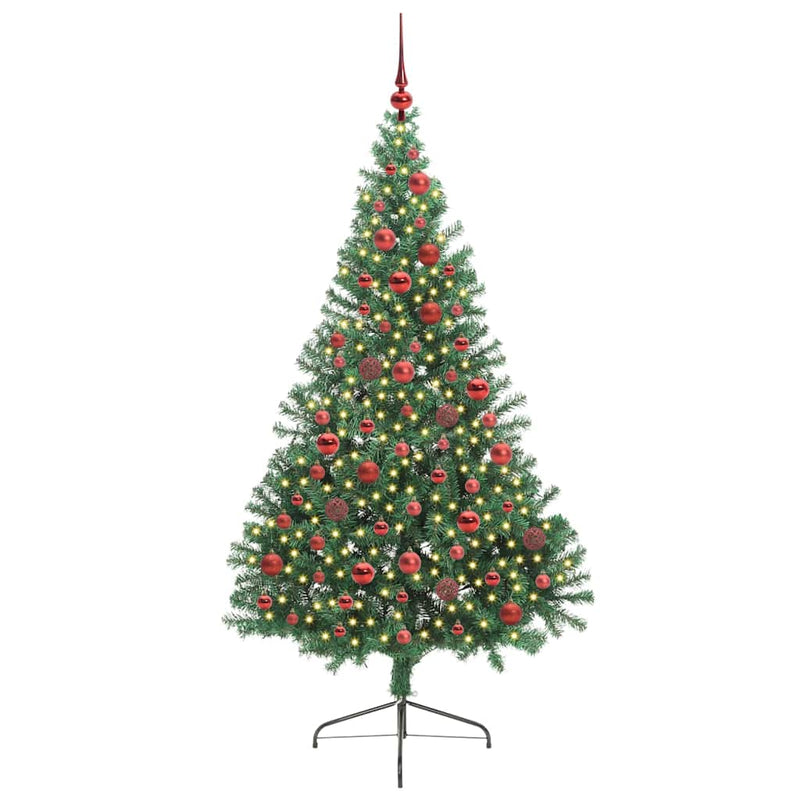 Load image into Gallery viewer, Vidaxl kunstmatig voorverlicht kerstboom met 300 led groen 180 cm pvc