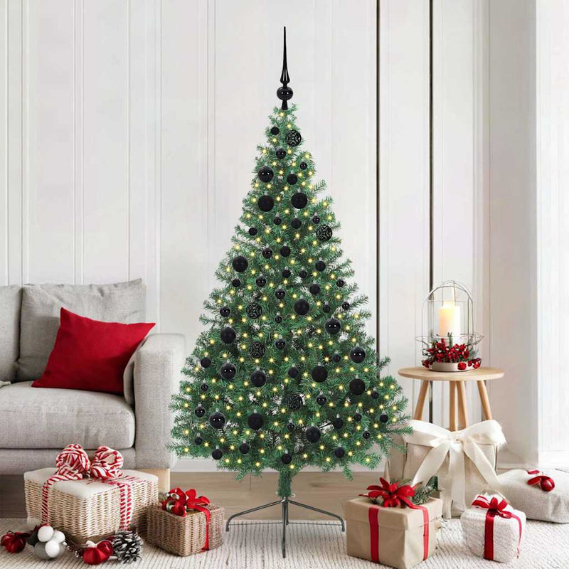Load image into Gallery viewer, Vidaxl kunstmatig voorverlicht kerstboom met 300 led groen 180 cm pvc