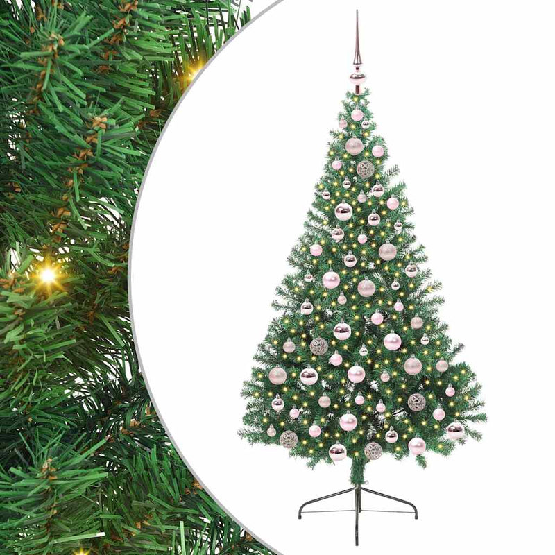 Load image into Gallery viewer, Vidaxl kunstmatig voorverlicht kerstboom met 300 led groen 180 cm pvc