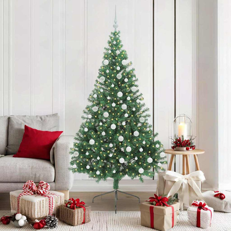 Load image into Gallery viewer, Vidaxl kunstmatig voorverlicht kerstboom met 300 led groen 180 cm pvc