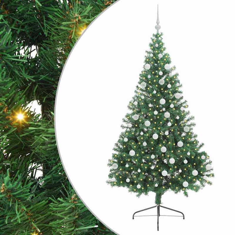 Load image into Gallery viewer, Vidaxl kunstmatig voorverlicht kerstboom met 300 led groen 180 cm pvc