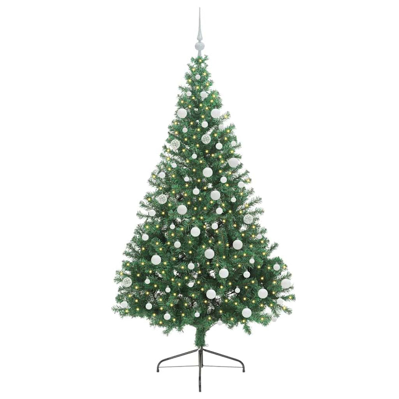 Load image into Gallery viewer, Vidaxl kunstmatig voorverlicht kerstboom met 300 led groen 180 cm pvc
