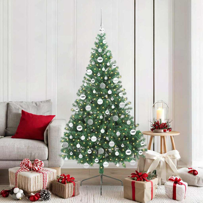 Load image into Gallery viewer, Vidaxl kunstmatig voorverlicht kerstboom met 300 led groen 180 cm pvc