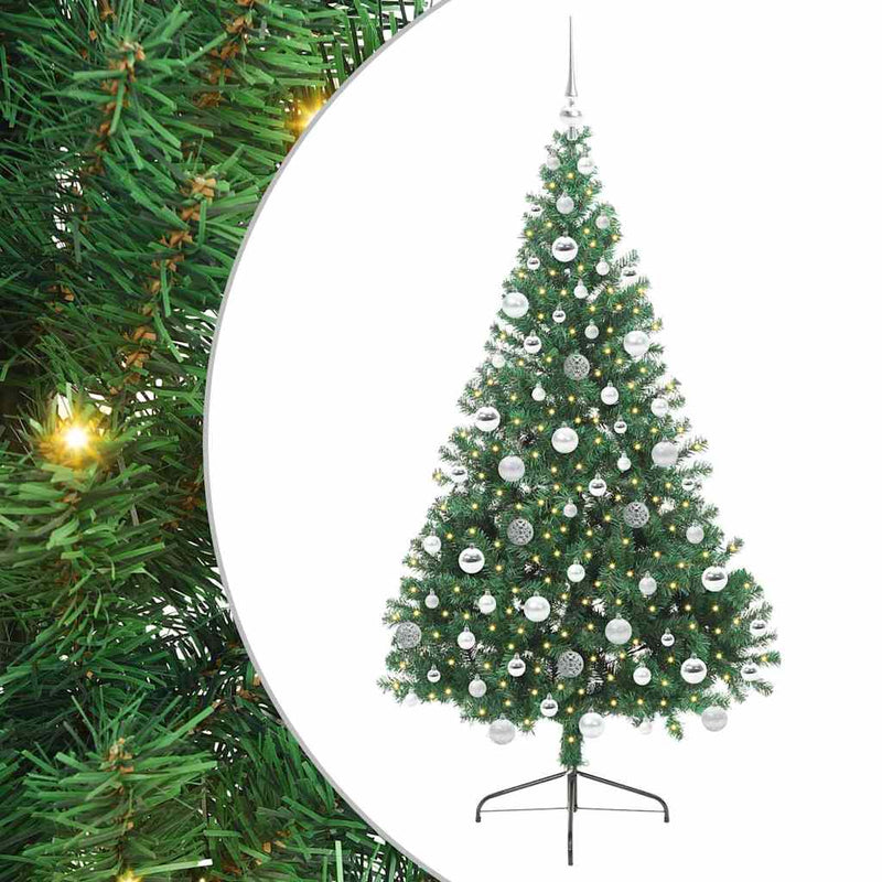 Load image into Gallery viewer, Vidaxl kunstmatig voorverlicht kerstboom met 300 led groen 180 cm pvc