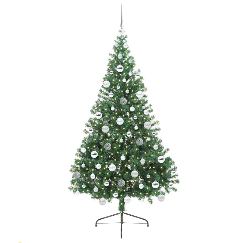 Load image into Gallery viewer, Vidaxl kunstmatig voorverlicht kerstboom met 300 led groen 180 cm pvc
