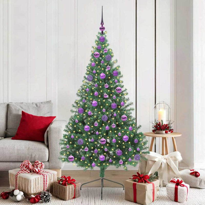 Load image into Gallery viewer, Vidaxl kunstmatig voorverlicht kerstboom met 300 led groen 180 cm pvc