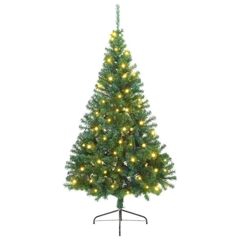 Load image into Gallery viewer, Vidaxl kunstmatig voorverlicht kerstboom met 300 led groen 210 cm pvc