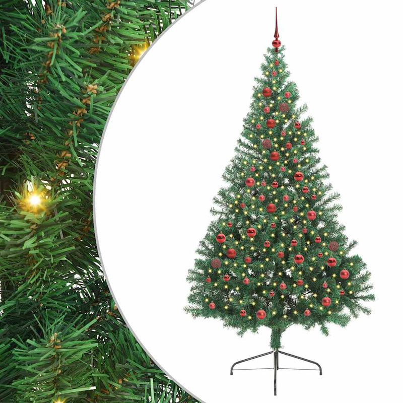 Load image into Gallery viewer, Vidaxl kunstmatig voorverlicht kerstboom met 300 led groen 210 cm pvc