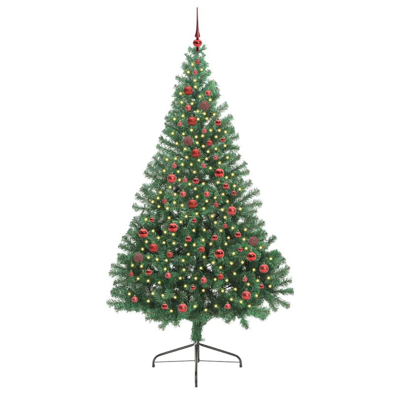 Load image into Gallery viewer, Vidaxl kunstmatig voorverlicht kerstboom met 300 led groen 210 cm pvc