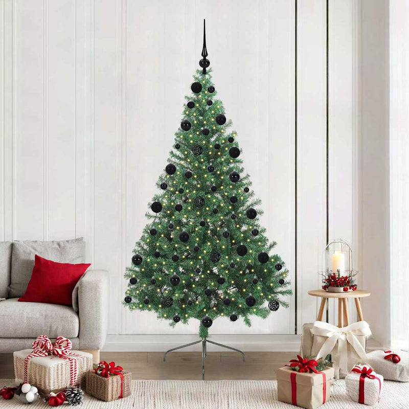 Load image into Gallery viewer, Vidaxl kunstmatig voorverlicht kerstboom met 300 led groen 210 cm pvc