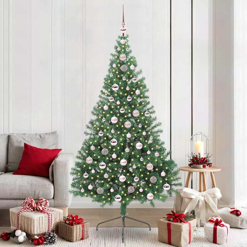 Load image into Gallery viewer, Vidaxl kunstmatig voorverlicht kerstboom met 300 led groen 210 cm pvc