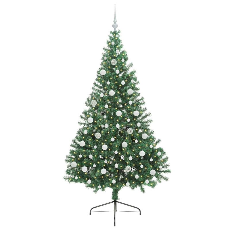Load image into Gallery viewer, Vidaxl kunstmatig voorverlicht kerstboom met 300 led groen 210 cm pvc