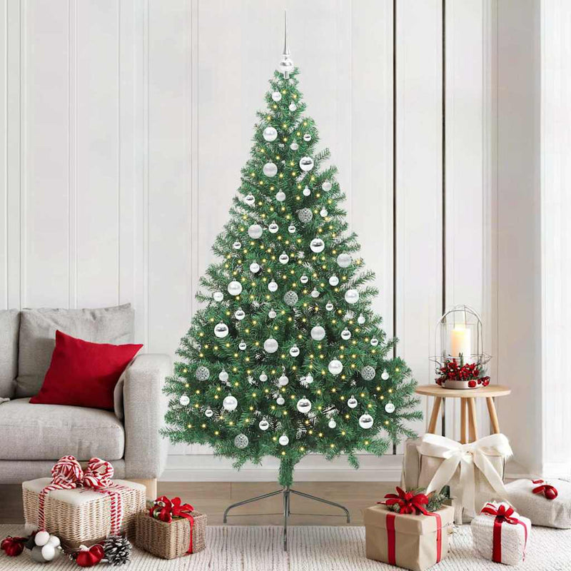 Load image into Gallery viewer, Vidaxl kunstmatig voorverlicht kerstboom met 300 led groen 210 cm pvc