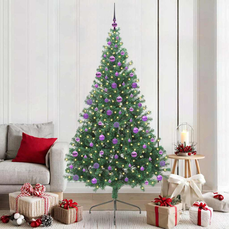 Load image into Gallery viewer, Vidaxl kunstmatig voorverlicht kerstboom met 300 led groen 210 cm pvc