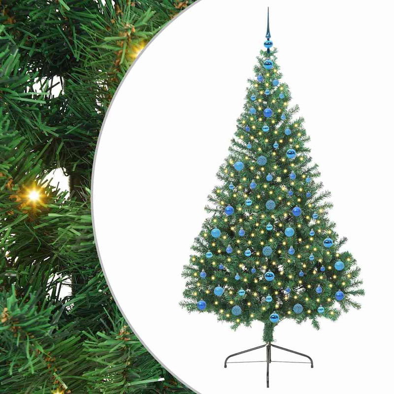 Load image into Gallery viewer, Vidaxl kunstmatig voorverlicht kerstboom met 300 led groen 210 cm pvc