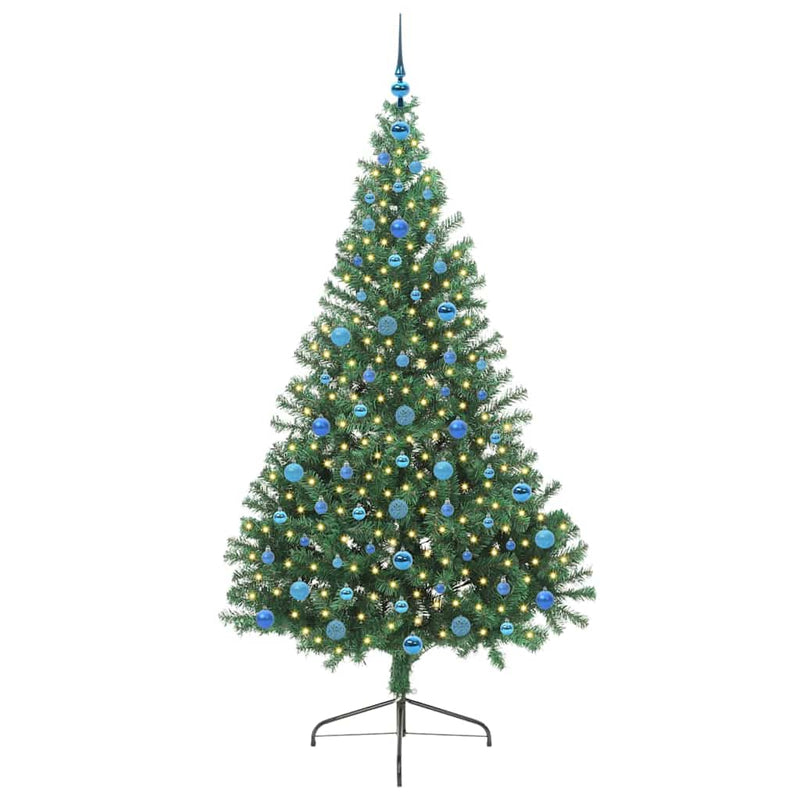 Load image into Gallery viewer, Vidaxl kunstmatig voorverlicht kerstboom met 300 led groen 210 cm pvc