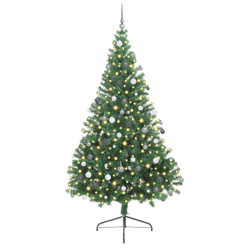 Load image into Gallery viewer, Vidaxl kunstmatig voorverlicht kerstboom met 300 led groen 240 cm pvc
