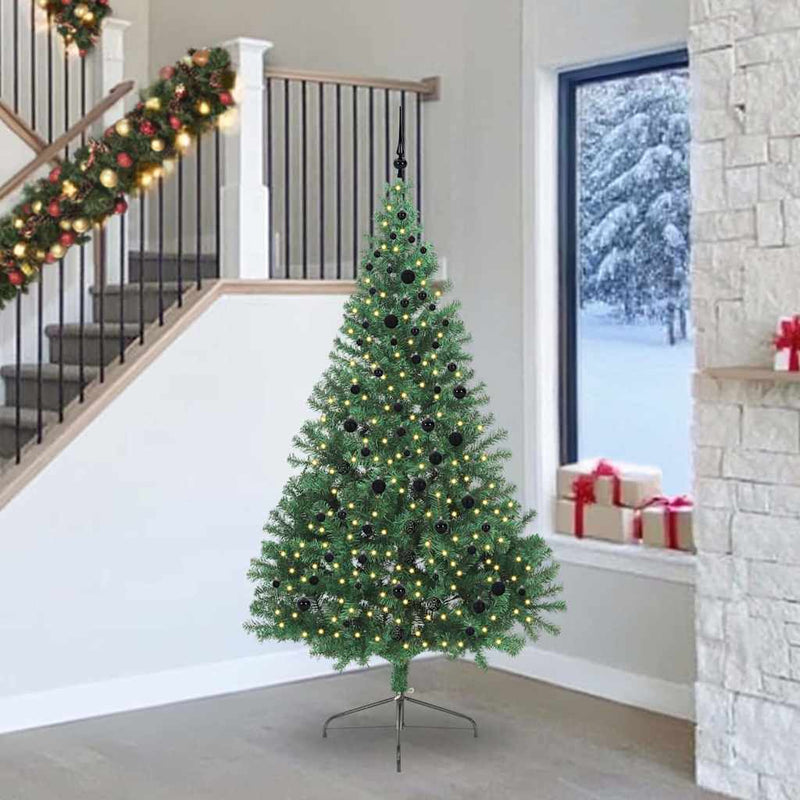Load image into Gallery viewer, Vidaxl kunstmatig voorverlicht kerstboom met 300 led groen 240 cm pvc
