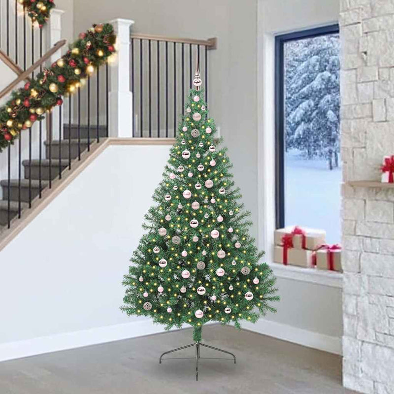 Load image into Gallery viewer, Vidaxl kunstmatig voorverlicht kerstboom met 300 led groen 240 cm pvc