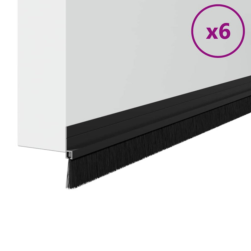 Load image into Gallery viewer, Vidaxl zelfklevende deurborstels 6 pcs zwart 100 cm aluminium legering