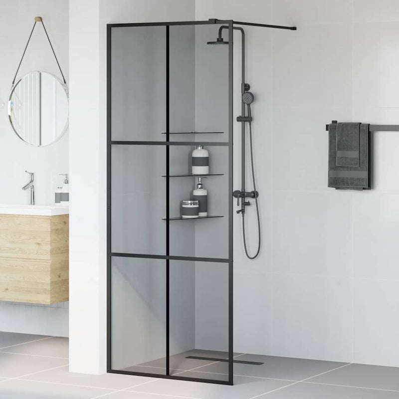 Load image into Gallery viewer, Vidaxl inloop douche wand zwart 80 x 195 cm gehard glas