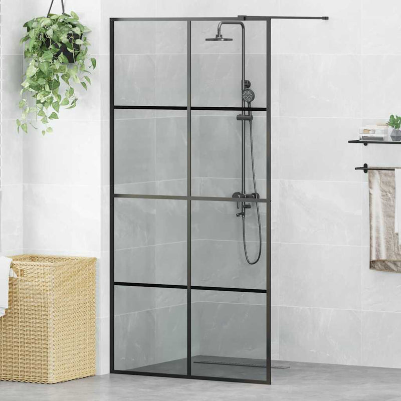 Load image into Gallery viewer, Vidaxl inloop douche wand zwart 100 x 195 cm gehard glas