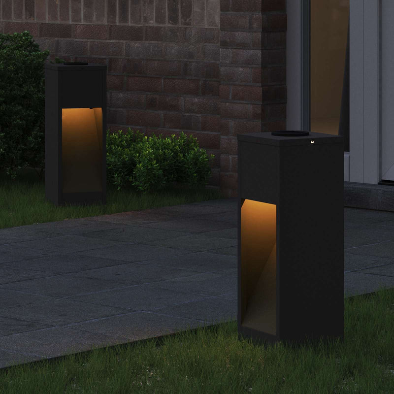Load image into Gallery viewer, Vidaxl zonne led padverlichting 2 pcs zwart koudgewalst staal