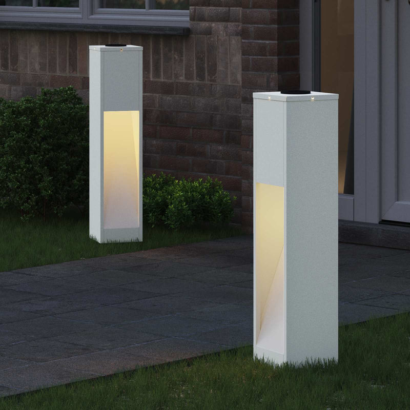 Load image into Gallery viewer, Vidaxl zonne led padverlichting 2 pcs wit koudgewalst staal