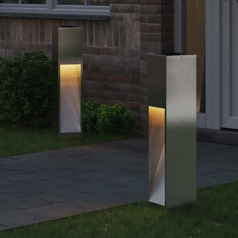 Load image into Gallery viewer, Vidaxl zonne led padverlichting 2 pcs zilver roestvrij staal