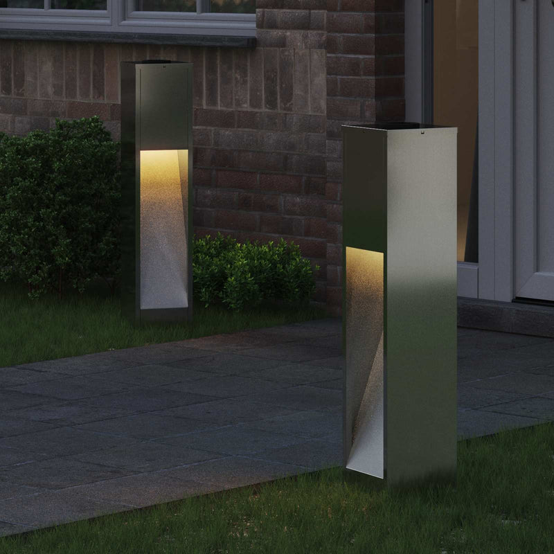 Load image into Gallery viewer, Vidaxl zonne led padverlichting 2 pcs zilver gegalvaniseerd