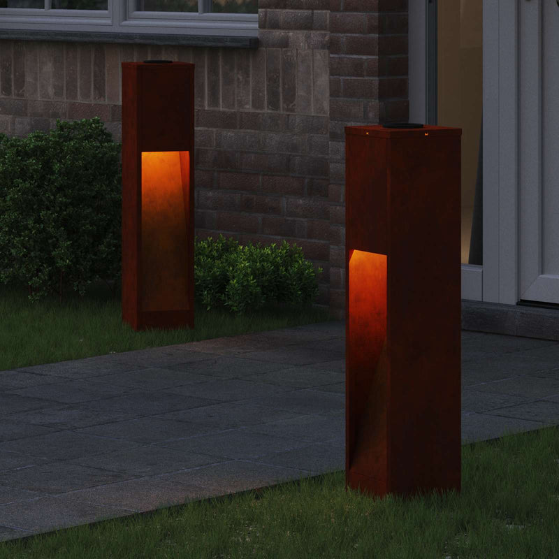 Load image into Gallery viewer, Vidaxl zonne led padverlichting 2 pcs brons cortenstaal